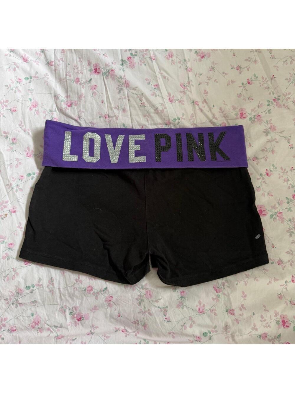 Y2K PINK Victoria Secret Bling YOGA SHORTIE SHORTS